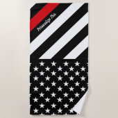 Dunne Rode Lijn Brandweer Vlag Gepersonaliseerd Strandlaken (Voorkant)