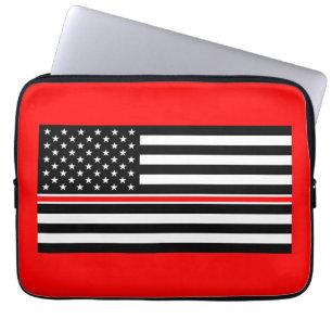 Dunne Rode Lijn Brandweerhelden Amerikaanse Vlag Laptop Sleeve