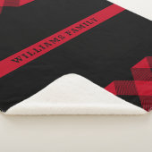 Dunne rode lijn brandweerkaatste buffelmonogram sherpa deken (3/4)