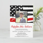 Dunne Rode Lijn Brandweerman Foto Brandweerman Afs Kaart (Staand voorkant)