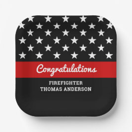 Dunne rode lijn brandweerman Graduation Party Papieren Bordje