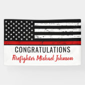 Dunne rode lijn brandweerman Graduation Party Spandoek (Horizontaal)