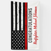 Dunne rode lijn brandweerman Graduation Party Spandoek (Verticaal)