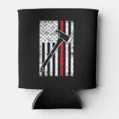 Dunne rode lijn brandweerman mannen koelbox blikjeskoeler (Voorkant)