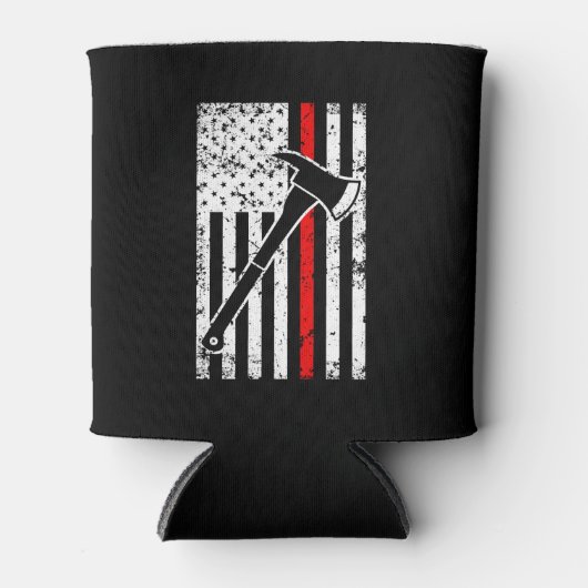 Dunne rode lijn brandweerman mannen koelbox blikjeskoeler (Voorkant)