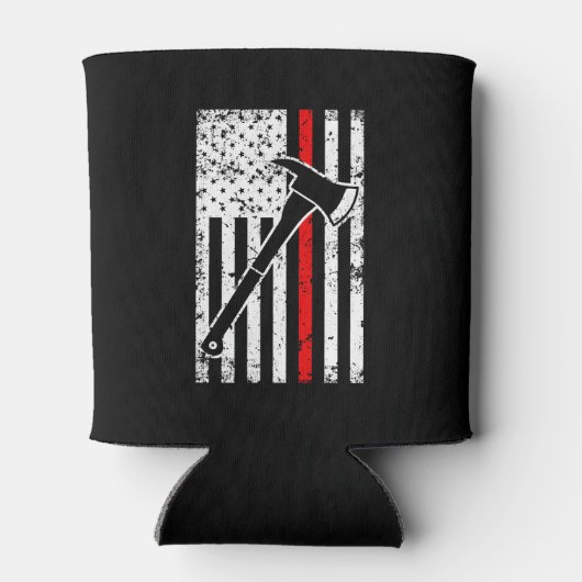 Dunne rode lijn brandweerman mannen koelbox blikjeskoeler (Achterkant)