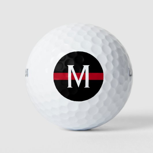 Dunne rode lijn brandweerman monogram golfballen (Voorkant)