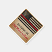 Dunne rode lijn brandweerman pensioen servet (Hoek)