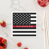 Dunne rode lijn brandweervlag Voeg naam toe Servet (Insitu)