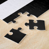 Dunne rode lijn brandweervrouw vlagmonogram legpuzzel (Zijkant)