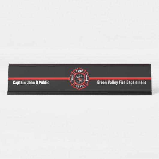 Dunne Rode Lijn Bureau Naambordje (Voorkant)