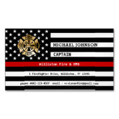 Dunne Rode Lijn Custom Brandweerman Brandweer Logo Magnetisch Visitekaartje (Voorkant)