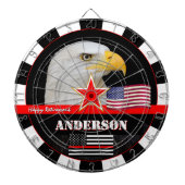 Dunne rode lijn darts, Amerikaanse vlag, brandweer Dartbord (Voorkant)