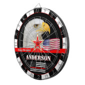 Dunne rode lijn darts, Amerikaanse vlag, brandweer Dartbord (Voorkant Rechts)