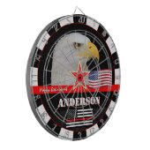 Dunne rode lijn darts, Amerikaanse vlag, brandweer Dartbord (Voorkant Links)