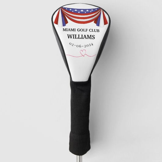 Dunne rode lijn gepersonaliseerde brandweerman Mon Golfheadcover (Voorkant)