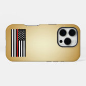 Dunne rode lijn gouden gradiënt iPhone hoesje (Achterkant horizontaal)