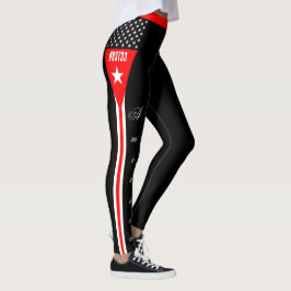 Dunne rode lijn leggings, gepersonaliseerd, Vuurma Leggings