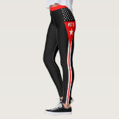 Dunne rode lijn leggings, gepersonaliseerd, Vuurma Leggings (Links)