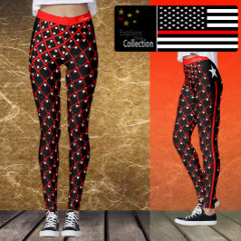 Dunne rode lijn leggings, vlag mode, Amerika Leggings