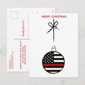 Dunne rode lijn met kerstvuurwerkvliegtuig feestdagenkaart (Voorkant / Achterkant)