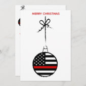 Dunne rode lijn met kerstvuurwerkvliegtuig feestdagenkaart (Voorkant / Achterkant)