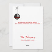 Dunne rode lijn met kerstvuurwerkvliegtuig feestdagenkaart (Achterkant)