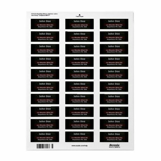 Dunne Rode Lijn Retourlabel Etiket (Full Sheet)