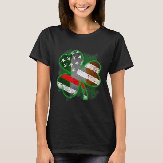 Dunne rode lijn St Patricks Day eert brandweerman T-shirt (Voorkant)