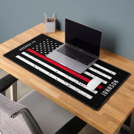 Dunne rode lijn verontruste Amerikaanse vlag brand Bureaumat