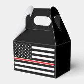 Dunne Rode Lijn-vlag: brandweerman heldenmonument Bedankdoosjes (Achterkant)