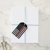 Dunne Rode Lijn-vlag: brandweerman heldenmonument Cadeaulabel (Met Touw)