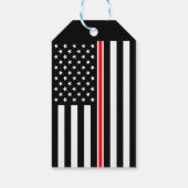 Dunne Rode Lijn-vlag: brandweerman heldenmonument Cadeaulabel (Achterkant)