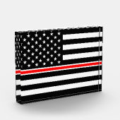 Dunne Rode Lijn-vlag: brandweerman heldenmonument Fotoblokken (Links)