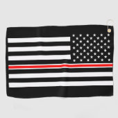 Dunne Rode Lijn-vlag: brandweerman heldenmonument Golfhanddoek (Horizontaal)