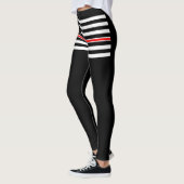 Dunne Rode Lijn-vlag: brandweerman heldenmonument Leggings (Links)