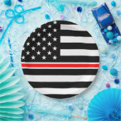 Dunne Rode Lijn-vlag: brandweerman heldenmonument Papieren Bordje (Feest)