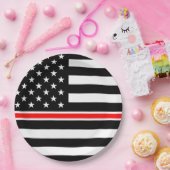 Dunne Rode Lijn-vlag: brandweerman heldenmonument Papieren Bordje (Feest)