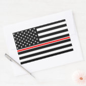 Dunne Rode Lijn-vlag: brandweerman heldenmonument Rechthoekige Sticker (Envelop)