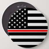 Dunne Rode Lijn-vlag: brandweerman heldenmonument Ronde Button 6,0 Cm (Voorkant /achterkant)
