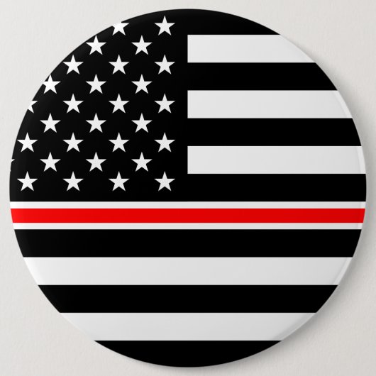 Dunne Rode Lijn-vlag: brandweerman heldenmonument Ronde Button 6,0 Cm (Voorkant)