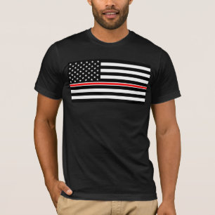 Dunne Rode Lijn-vlag: brandweerman heldenmonument T-shirt
