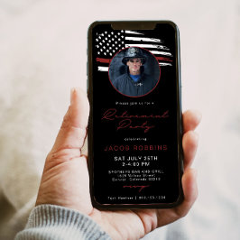 Dunne rode lijn vlag Brandweerman pensioen partij Kaart