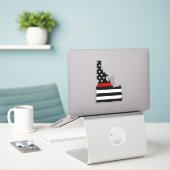 Dunne rode lijn vlag Idaho Sticker (Laptop op bureau)