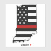 Dunne rode lijn vlag Indiana Sticker (Vel)