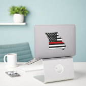 Dunne rode lijn vlag Missouri Sticker (Laptop op bureau)