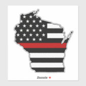 Dunne rode lijn vlag Wisconsin Sticker (Vel)