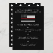 Dunne rode lijn zwarte vuurman met vlagregeringpar kaart (Voorkant / Achterkant)