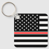 Dunne rode lijnbrandweerders heroes Amerikaanse vl Sleutelhanger (Voorkant)