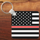 Dunne rode lijnbrandweerders heroes Amerikaanse vl Sleutelhanger (Voorkant)